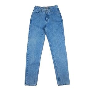 Vtg 90s Guess Jeans Women 28 High Rise Tapered Leg Light Wash USA Made Denim‎